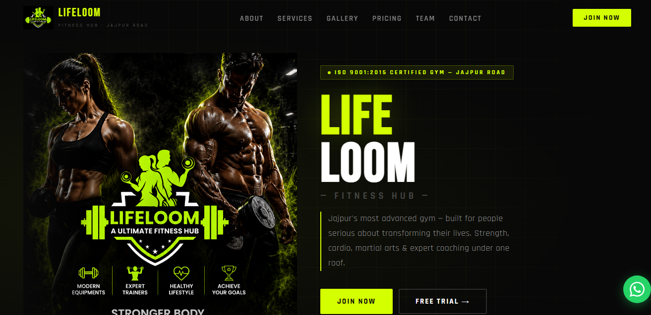 Lifeloom Fitness Gym Center Website